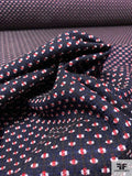 Italian Small Dot Pattern Ladies Suiting - Navy / Black / Red / White