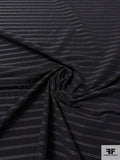 Slightly Textured Horizontal Striped Cotton Blend Taffeta - Black / Grey / Muted Silver