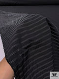 Slightly Textured Horizontal Striped Cotton Blend Taffeta - Black / Grey / Muted Silver