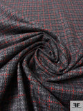 Pin Plaid Acrylic Blend Jacket Weight - Grey / Red / Black