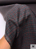 Pin Plaid Acrylic Blend Jacket Weight - Grey / Red / Black