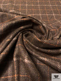 Italian Plaid Virgin Wool Jacket Weight Suiting - Brown / Rust / Light Grey
