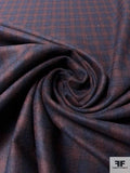 Italian Gingham Plaid Wool Suiting - Navy / Merlot