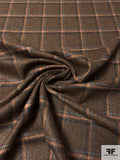 Italian Plaid Virgin Wool Jacket Weight Suiting - Brown / Black / Turquoise