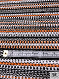 Italian Loosely Woven Striped Spring Suiting with Mechanical Stretch - Orange / Black / White