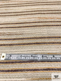 Italian Striped Lightweight Ladies Cotton-Linen Suiting - Oatmeal / Brown / Turmeric