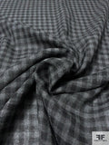 Italian Gingham Check Wool Challis - Black / Dark Grey