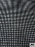 Italian Gingham Check Wool Challis - Black / Dark Grey