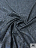 Italian Double-Sided Glen Plaid and Brushed Wool Blend Light Jacket Weight - Smokey Blue / Black