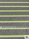 Italian Striped Loosely Woven Cotton Suiting - Neon Green / Navy / Ivory