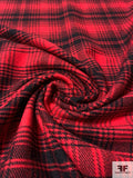 Italian Vintage Ralph Lauren Plaid Brushed Wool Flannel Jacket Weight - Red / Black