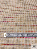 Italian Loose Woven Cotton Blend Suiting with Nubs - Tan / Sand / Pink / Orange