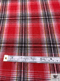 Italian Plaid Acrylic Blend Suiting - Red / Black / Grey / Yellow