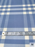 Italian 2-Ply Plaid Wool Jacket Weight Suiting with Stretch - Carolina Blue / White