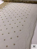 Italian Regal Border Pattern Embroidered Fine Tulle - Gold / Light Gold / Light Olive