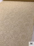 Italian Floral Grid Fine Stitch Embroidered Tulle - Antique Gold