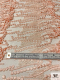 Double-Scalloped Dangle Dot Embroidered Tulle - Light Peach