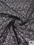 Italian Leaf Pattern Lace with Fine Cording - Black
