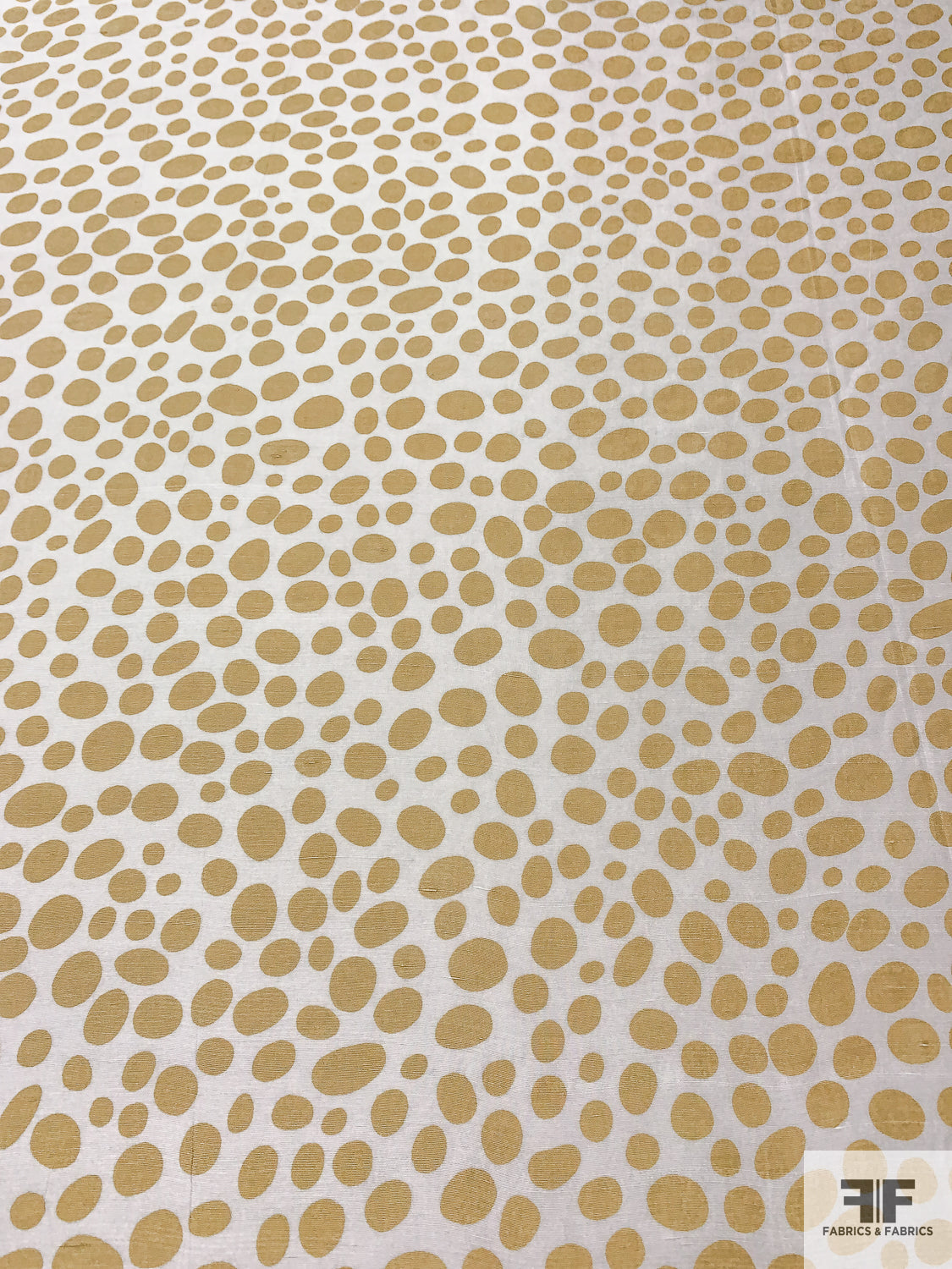 Rocks Printed Fine Silk Shantung - Golden Tan / White