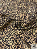 Wild Cat Printed Fine Silk Shantung - Cream / Black / Tan