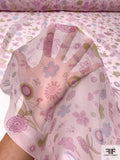 Playful Floral Printed Silk Chiffon - Baby Pink / Pink / Olive / Green / Sky Blue