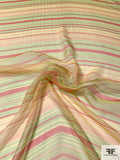 Italian Horizontal Striped Printed Silk Chiffon - Green / Yellow / Watermelon