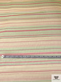 Italian Horizontal Striped Printed Silk Chiffon - Green / Yellow / Watermelon