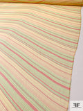 Italian Horizontal Striped Printed Silk Chiffon - Green / Yellow / Watermelon