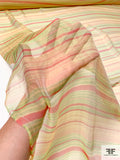 Italian Horizontal Striped Printed Silk Chiffon - Green / Yellow / Watermelon