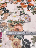 Realistic Floral Printed Silk Chiffon - Orange / Magenta / Greens / Off-White