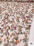 Realistic Floral Printed Silk Chiffon - Orange / Magenta / Greens / Off-White