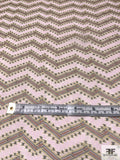 Italian Chevron-Like Printed Silk Chiffon - Dusty Lilac / Brick / Yellow / Black