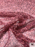 Italian Clustered Graphic Printed Silk Chiffon - Red / Pink / Purple / White
