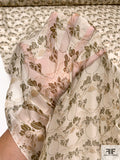 Italian Ornate Acorn Printed Silk Chiffon - Cream / Olive / Beige