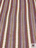 Vertical Detailed Striped Printed Silk Chiffon - Purple / Lilac / Peach / Lime / Off-White