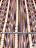 Vertical Detailed Striped Printed Silk Chiffon - Purple / Lilac / Peach / Lime / Off-White