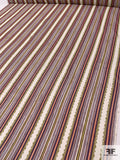 Vertical Detailed Striped Printed Silk Chiffon - Purple / Lilac / Peach / Lime / Off-White