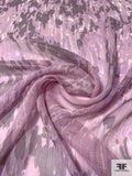 Abstract Graphic Printed Silk Chiffon - Lilac / Shades of Purple