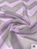 Italian Bold Chevron Printed Silk Chiffon - Sage / Lilac