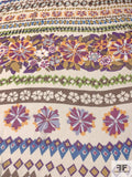 Boho Floral Geometric Printed Crinkled Silk Chiffon - Multicolor