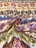 Boho Floral Geometric Printed Silk Chiffon - Multicolor