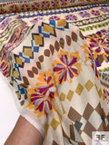 Boho Floral Geometric Printed Silk Chiffon - Multicolor