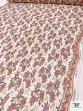 Floral Printed Crinkled Silk Chiffon - Cherry Red / Marigold / Brown / Off-White