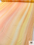 Italian Hazy Striped Tie-Dye Printed Fine Silk Chiffon - Orange / Marigold / Yellow