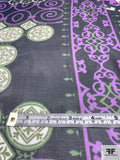 Ornate Floral Printed Silk Chiffon - Purple / Green / Orange / Black