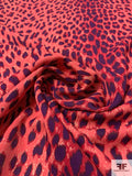 Cheetah Printed Foil Printed Silk Georgette - Hot Coral Pink / Red / Purple