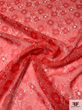 Floral Printed Silk Chiffon - Hot Red / Off-White