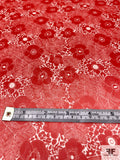 Floral Printed Silk Chiffon - Hot Red / Off-White