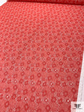 Floral Printed Silk Chiffon - Hot Red / Off-White