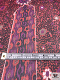 Persian Rug Inspired Crinkled Silk Chiffon - Purple / Red / Black / Off-White